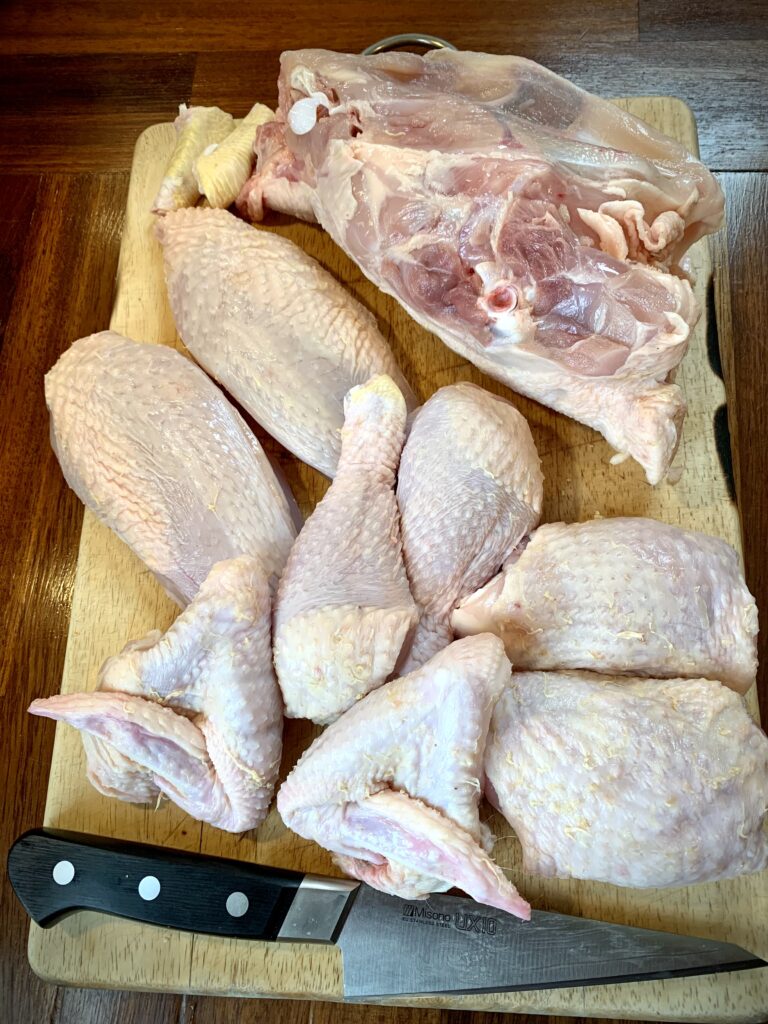 Butchered whole chicken