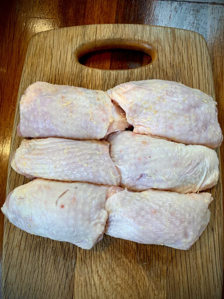 Butchered chicken thighs
