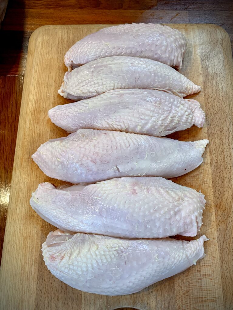 Butchered chicken breasts