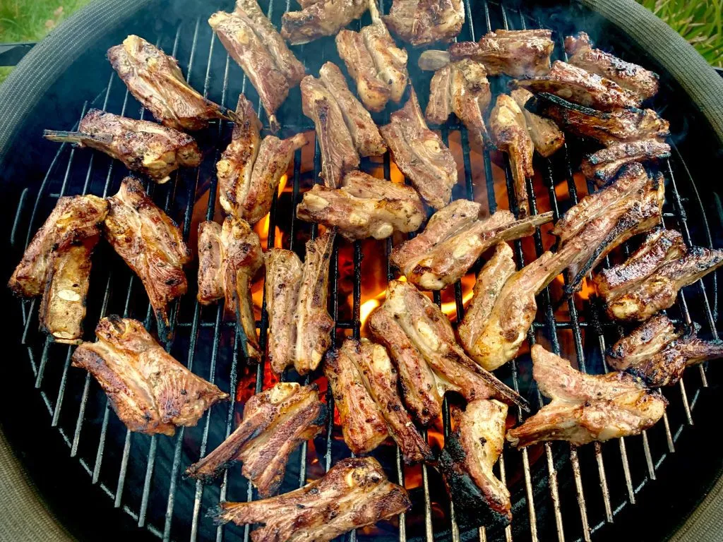 Charcoal Grilled Greek Lamb Ribs with Lemon & Oregano
