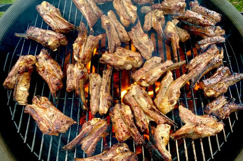 Charcoal Grilled Greek Lamb Ribs with Lemon & Oregano